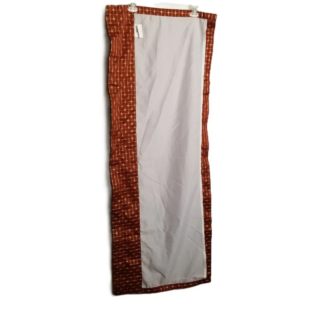 Set of 2 Veratex Rust Gold Embroidered Window Valance Lined Rod Pocket Geometric